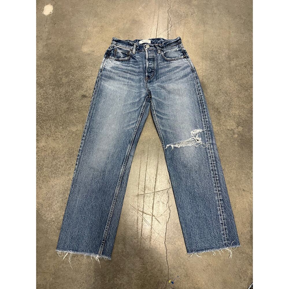 Blue Straight Leg Women’s Jeans - Classic Distressed Denim